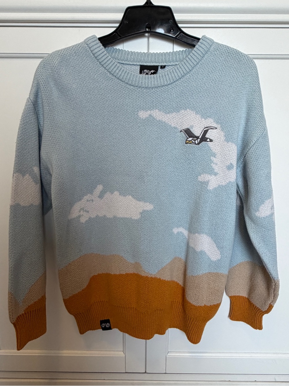 Lovejoy “Marvelous View” Cloud Jumper Knotted Sweater- Unisex-Small
